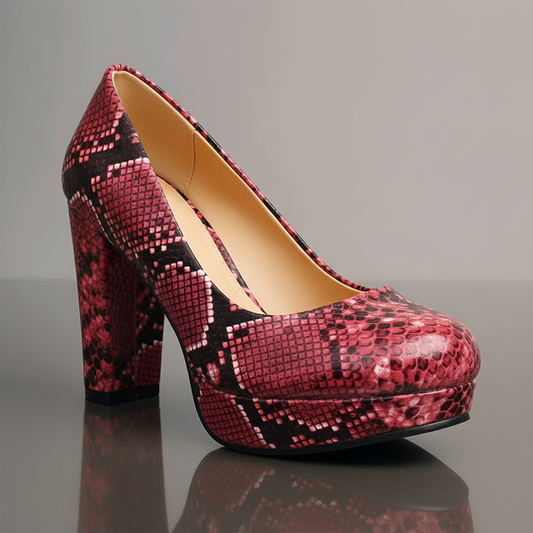 Teanna Snake-Embossed Pumps