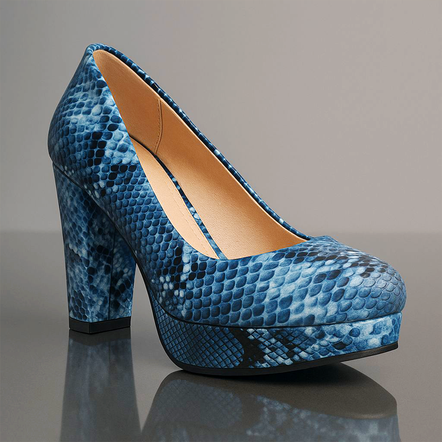 Teanna Snake-Embossed Pumps