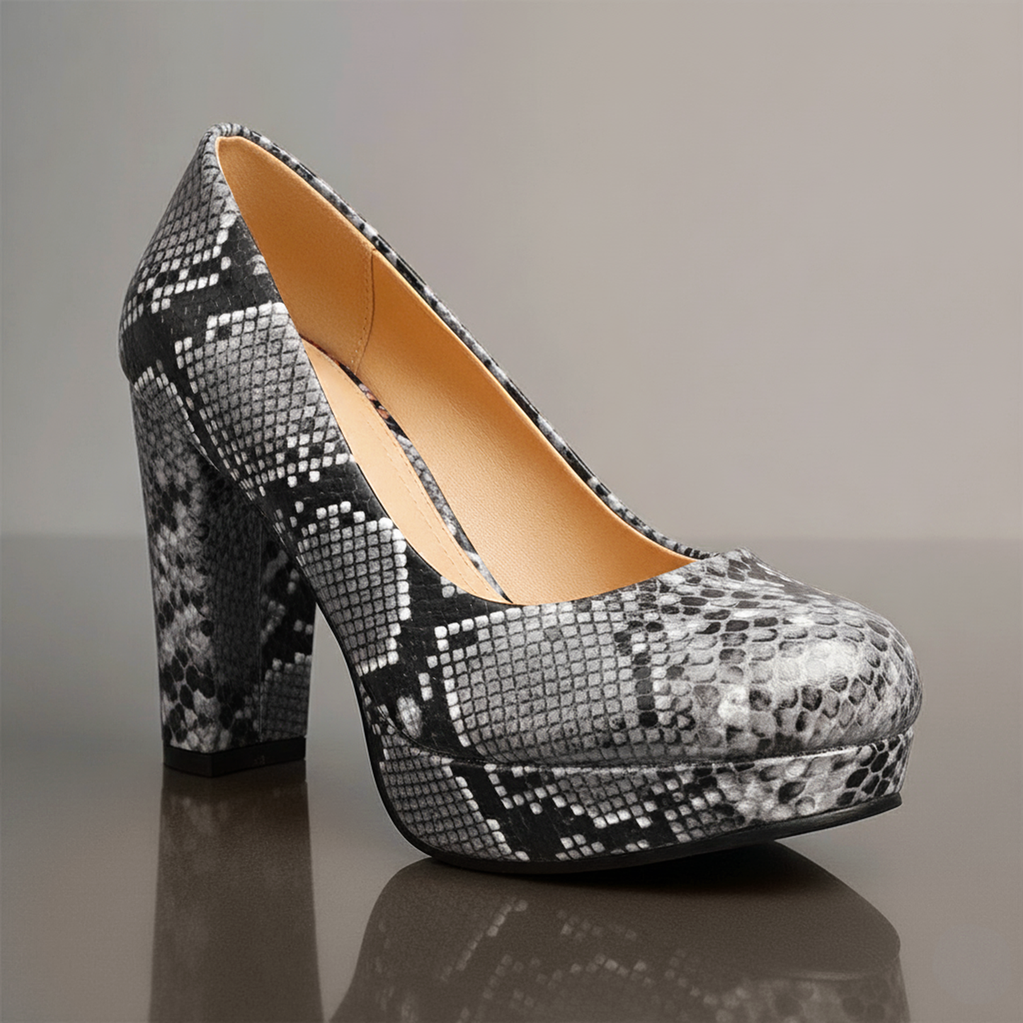 Teanna Snake-Embossed Pumps