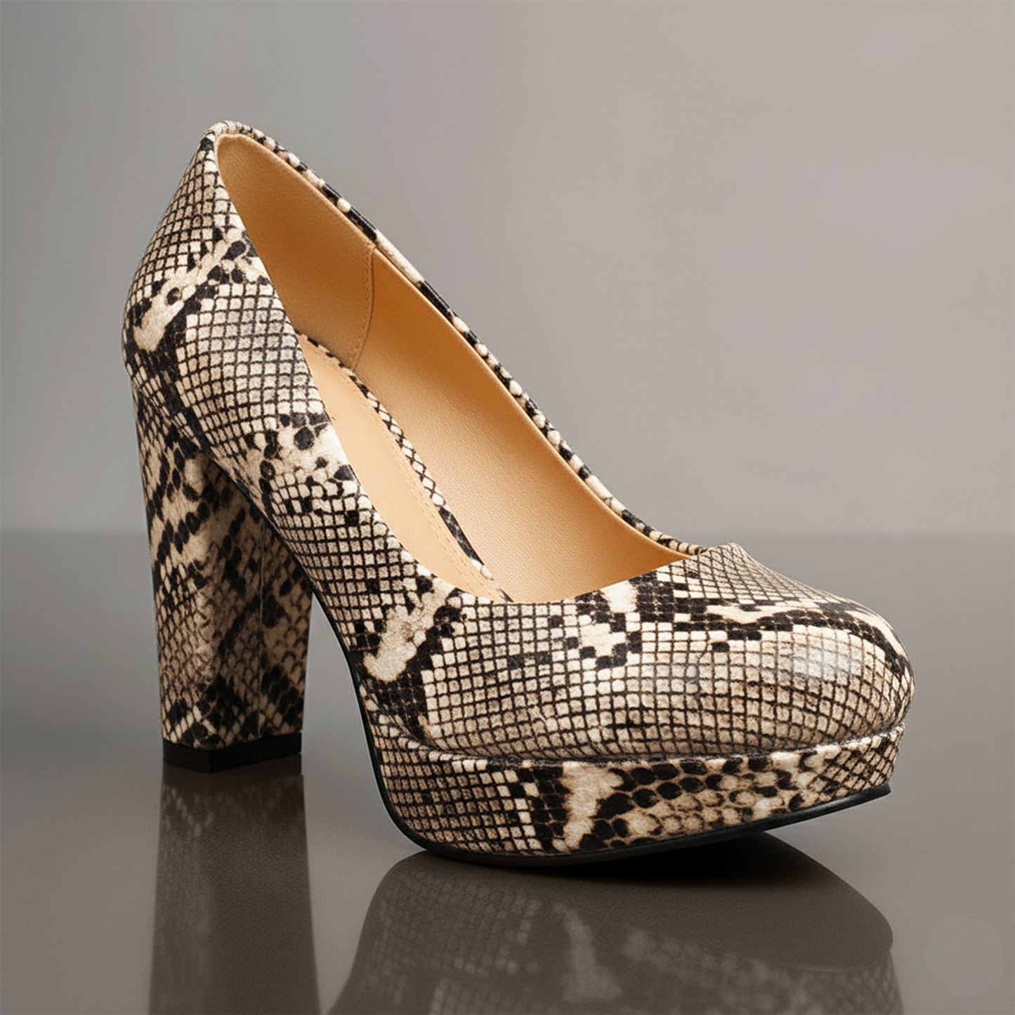 Teanna Snake-Embossed Pumps