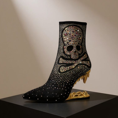 Eclipse Wolf Skull Ankle Boots