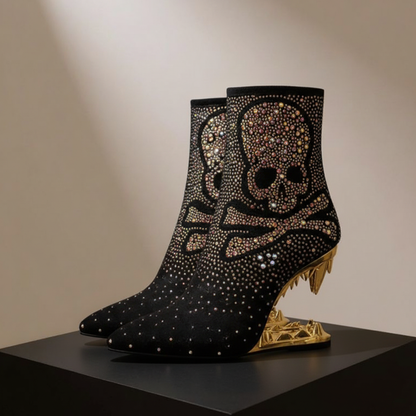 Eclipse Wolf Skull Ankle Boots