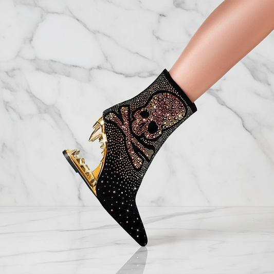 Eclipse Wolf Skull Ankle Boots