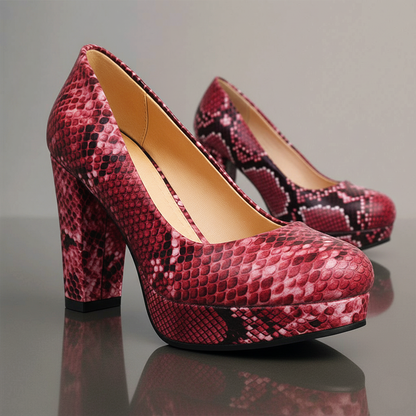 Teanna Snake-Embossed Pumps