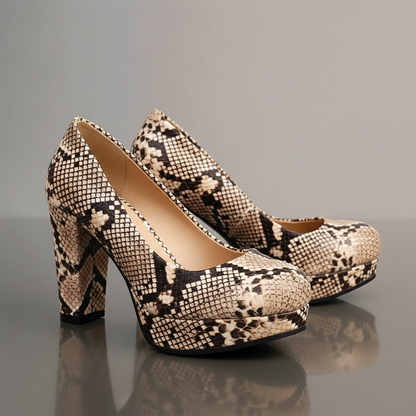Teanna Snake-Embossed Pumps